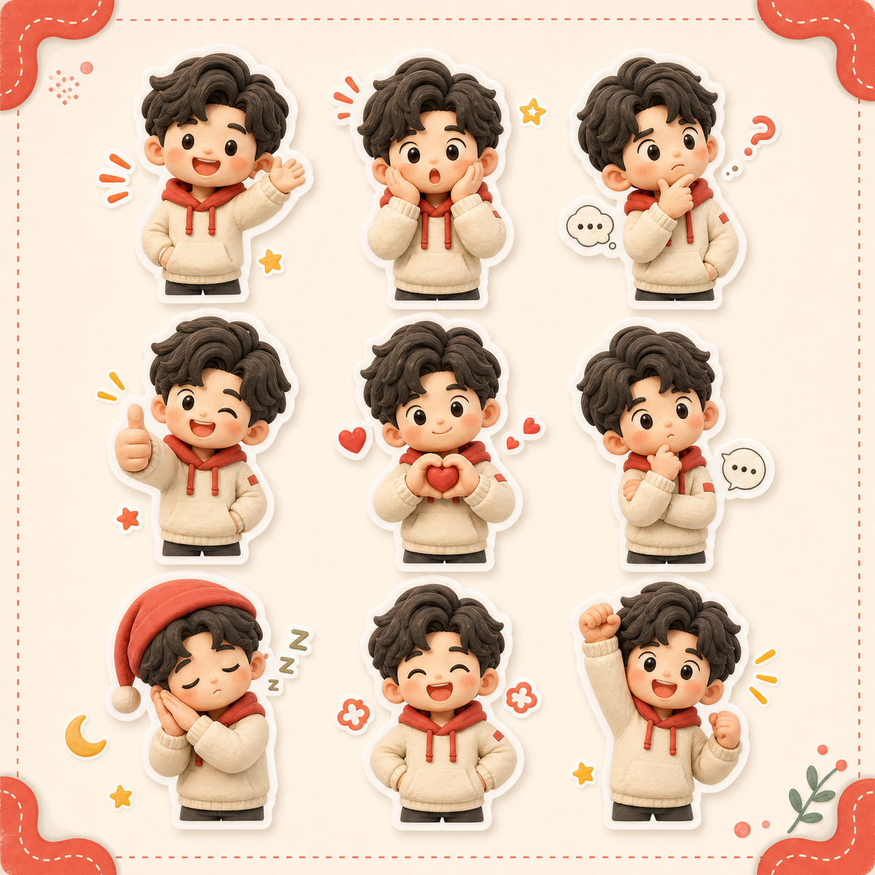 Clay Cartoon Sticker Pack